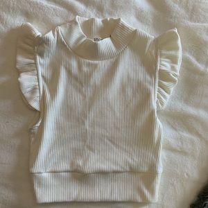 Cropped Sweater Tank with Ruffle sleeves